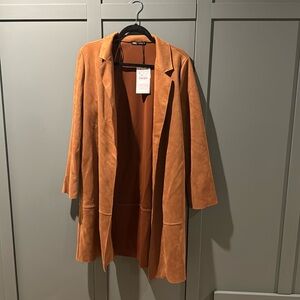 NWT Zara suede trench coat jacket in camel, size S